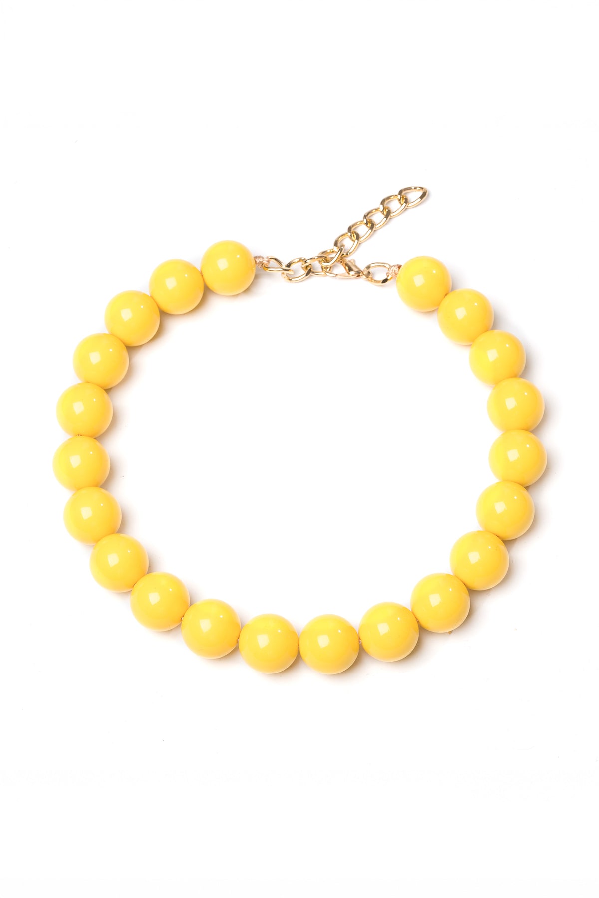 Κολιέ με κίτρινες χάντρες και χρυσή μεταλλική αλυσίδα