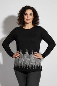 Μαύρη μπλούζα με τύπωμα στο τελείωμα