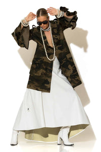 Oversized σακάκι camo με βολάν στις μανσέτες και κρύσταλλα C-THROU από το Ellisargi Boutique