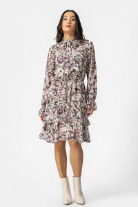 Εμπριμέ φόρεμα με διαφάνεια και φιόγκο στο γιακά – Ellisargi Boutique