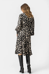 Φόρεμα εμπριμέ ζακάρ πλισέ