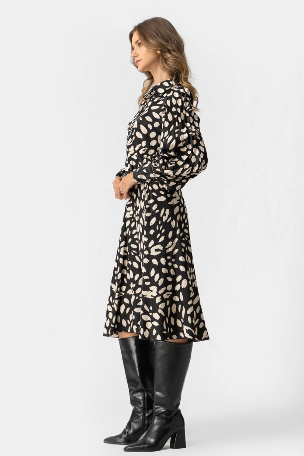 Φόρεμα εμπριμέ ζακάρ πλισέ