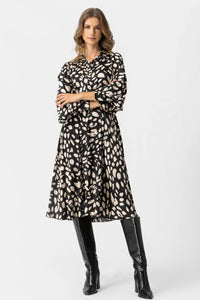 Φόρεμα εμπριμέ ζακάρ πλισέ