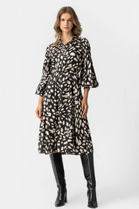 Φόρεμα εμπριμέ ζακάρ πλισέ