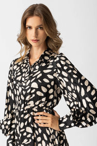 Φόρεμα εμπριμέ ζακάρ πλισέ