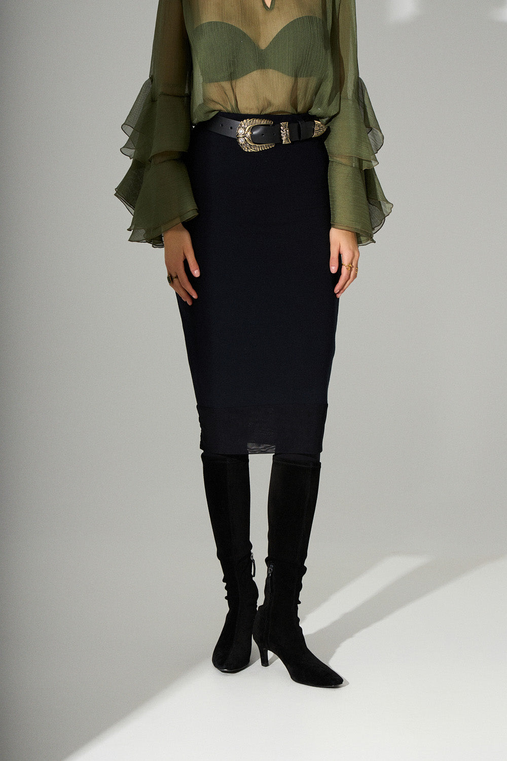 Μαύρη pencil φούστα iRous με διάφανο τελείωμα