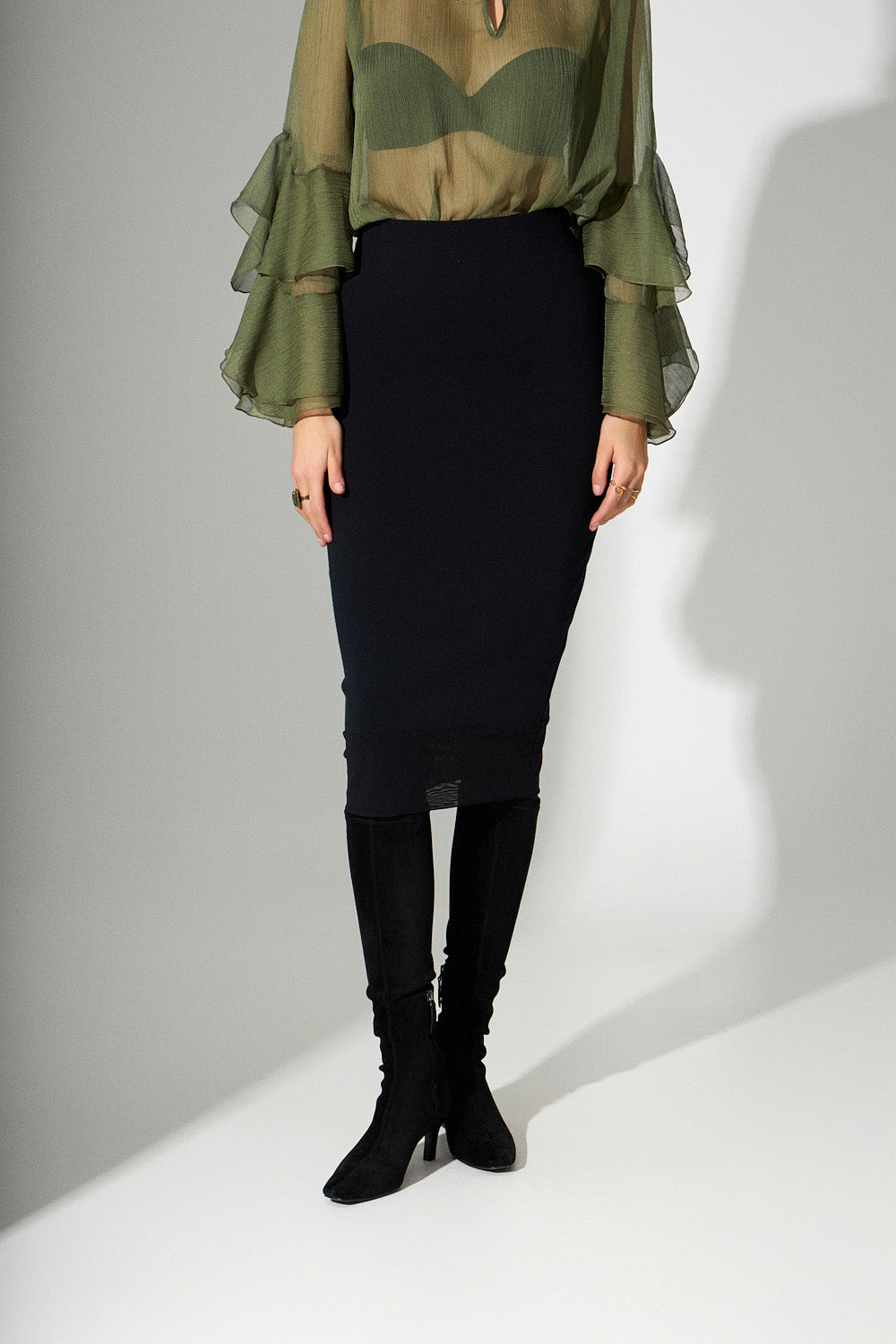 Μαύρη pencil φούστα iRous με διάφανο τελείωμα