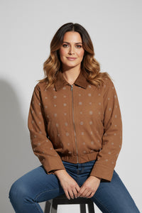 Καφέ κοντό jacket με μοτίβα