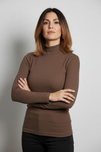 Καφέ ελαστικό ζιβάγκο με μακρύ μανίκι από την Ellisargi Boutique