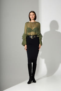 Διάφανη μπλούζα με βολάν