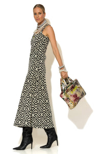 Μακρύ φόρεμα χωρίς μανίκια σε ζακάρ πλέξη