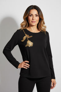 Μαύρη μπλούζα με χρυσό διακοσμητικό μοτίβο από την Ellisargi Boutique