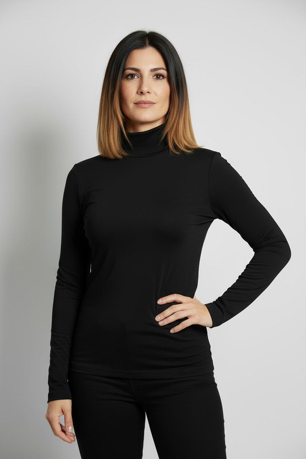 Μαύρο ελαστικό ζιβάγκο με μακρύ μανίκι από την Ellisargi Boutique