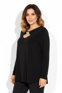 Μπλούζα μαύρη με χρυσή λεπτομέρεια στο ντεκολτέ Ellisargi Boutique