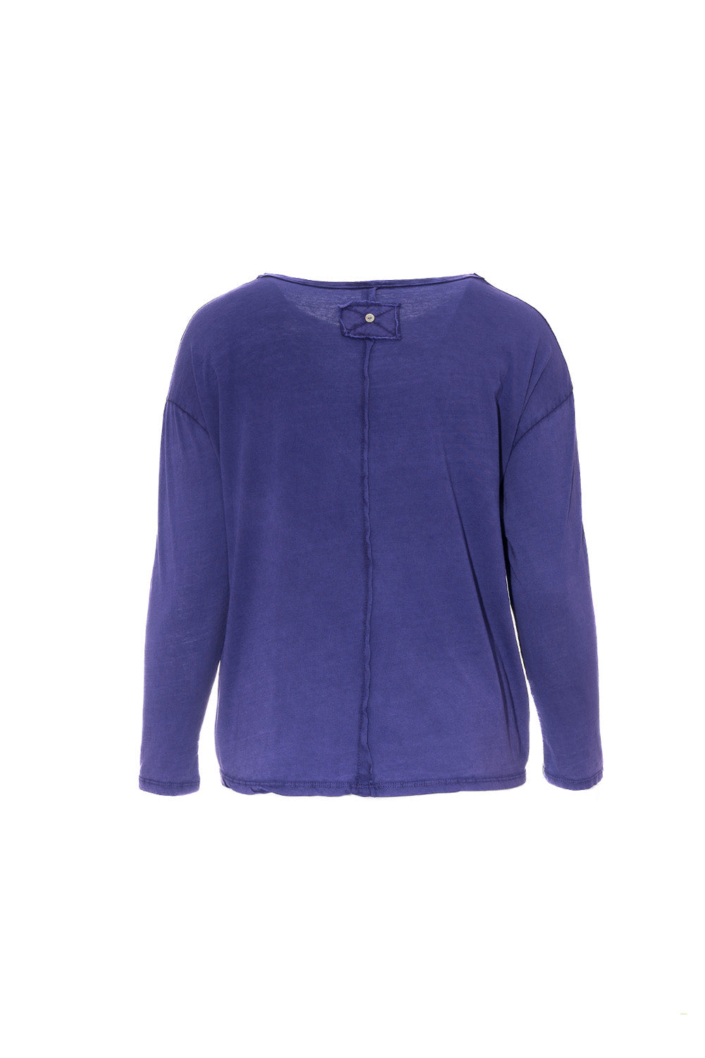 Μωβ μακρυμάνικη μπλούζα με τσέπη και διακοσμητική λεπτομέρεια στην πλάτη