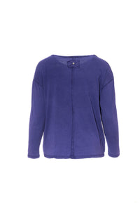 Μωβ μακρυμάνικη μπλούζα με τσέπη και διακοσμητική λεπτομέρεια στην πλάτη