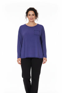 Μπλούζα μακρυμάνικη μωβ με τσέπη