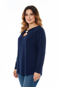 Μπλούζα μπλε με χρυσή λεπτομέρεια