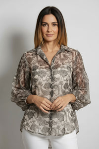 Μπλούζα διαφανής μπεζ με paisley σχέδιο