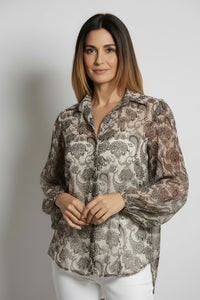 Μπλούζα διαφανής μπεζ με paisley σχέδιο