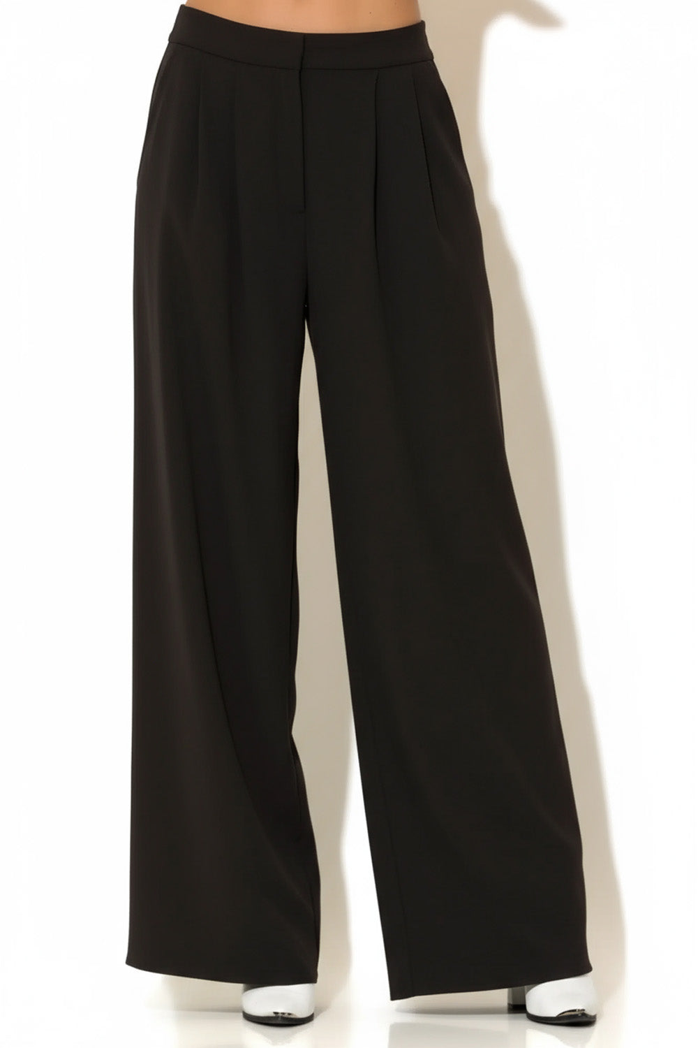 Μαύρη παντελόνα C-THROU με φαρδιά γραμμή και ψηλή μέση – Ellisargi Boutique