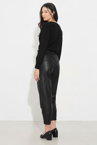 Παντελόνι δερματίνη με λάστιχο μαύρο