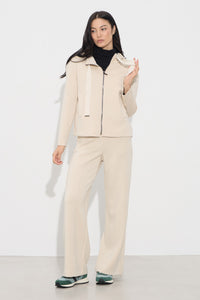 Μπεζ παντελόνι φούτερ σε ίσια γραμμή με λάστιχο στη μέση – Ellisargi Boutique