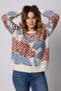 Πλεκτό πουλόβερ με τριαντάφυλλα