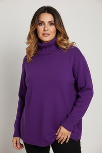 Πλεκτό πουλόβερ ζιβάγκο σε μοβ χρώμα – Ellisargi Boutique