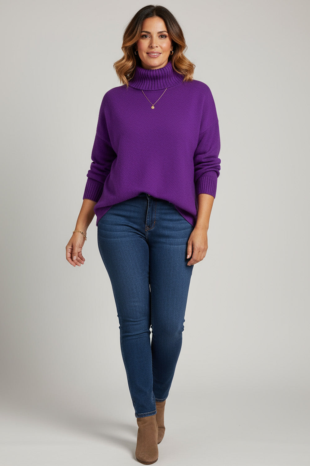 Πλεκτό πουλόβερ ζιβάγκο σε μοβ χρώμα – Ellisargi Boutique