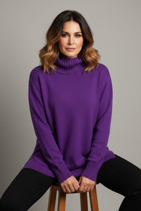 Πλεκτό πουλόβερ ζιβάγκο σε μοβ χρώμα – Ellisargi Boutique