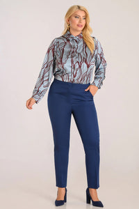 “Πουκάμισο γαλάζιο με μπορντό σχέδιο σε plus size γραμμή”