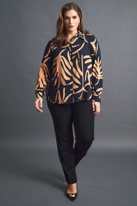 Πουκάμισο με μαύρη βάση και μπεζ εμπριμέ σχέδιο από την Ellisargi Boutique