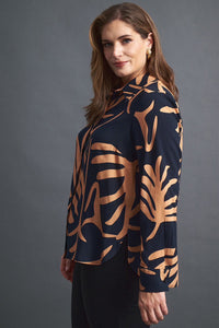 Πουκάμισο με μαύρη βάση και μπεζ εμπριμέ σχέδιο από την Ellisargi Boutique