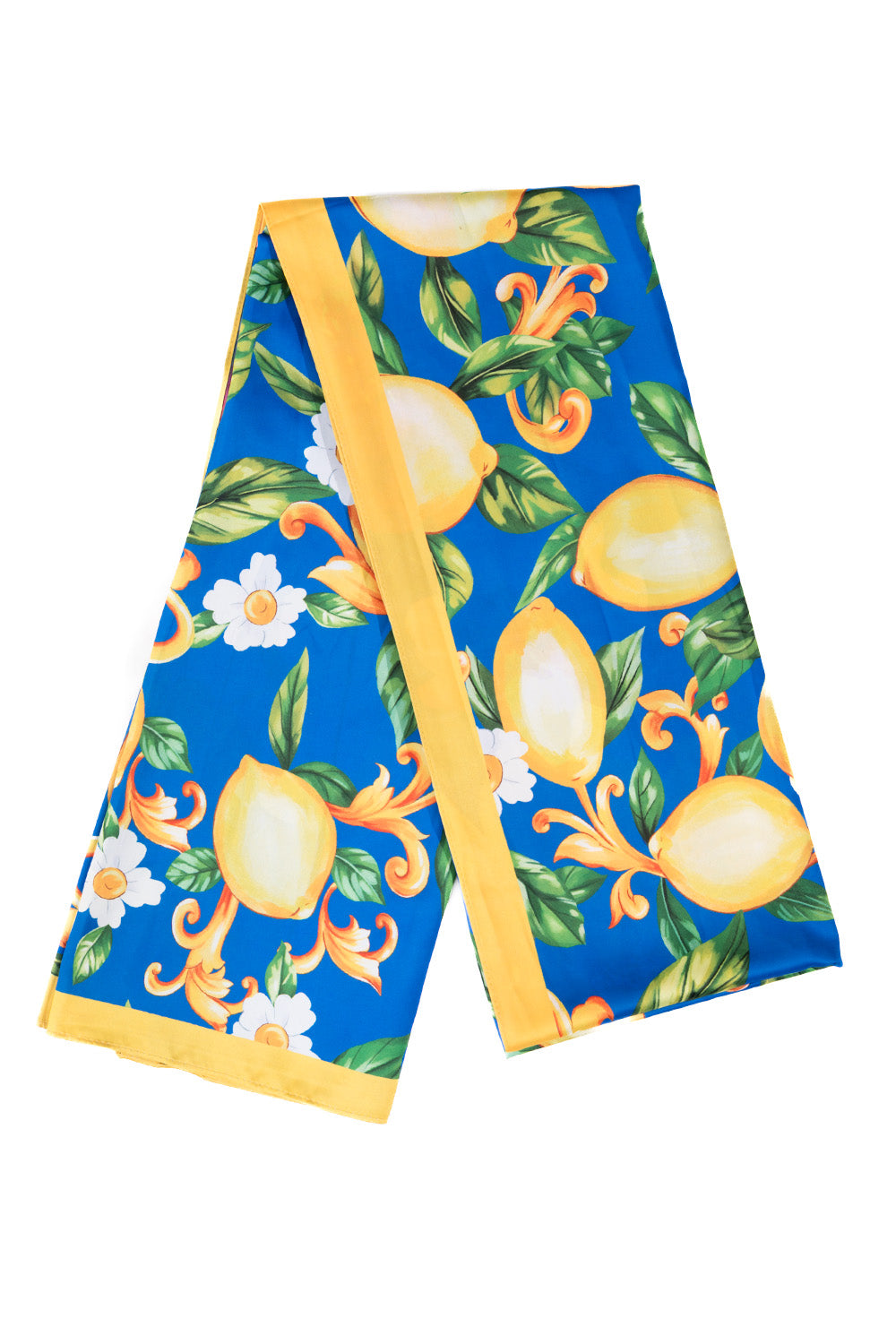 Φουλάρι διπλής όψης με print λεμόνι & φλοράλ