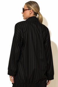 Ριγέ bomber jacket C-THROU με κέντημα logo