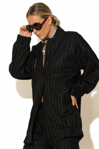 Ριγέ bomber jacket C-THROU με κέντημα logo