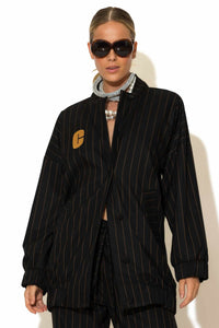 Ριγέ bomber jacket C-THROU με κέντημα logo