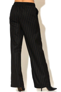 Ριγέ φαρδύ παντελόνι με λάστιχο και λογότυπο C-THROU