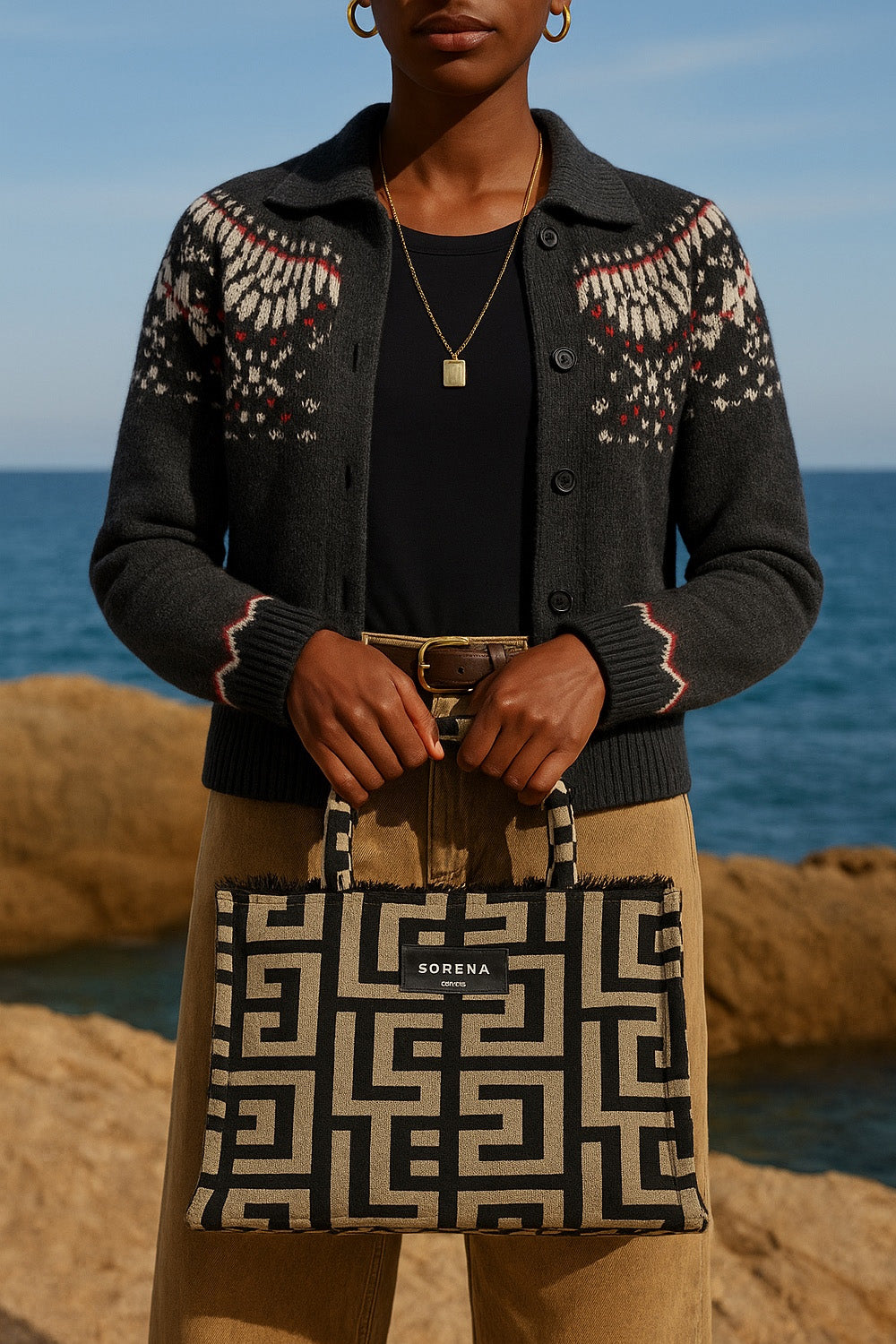 Τσάντα Sorena με γεωμετρικό μοτίβο