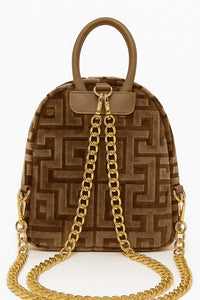 Sorena Mini Backpack με Γεωμετρικό Σχέδιο και Χρυσή Αλυσίδα