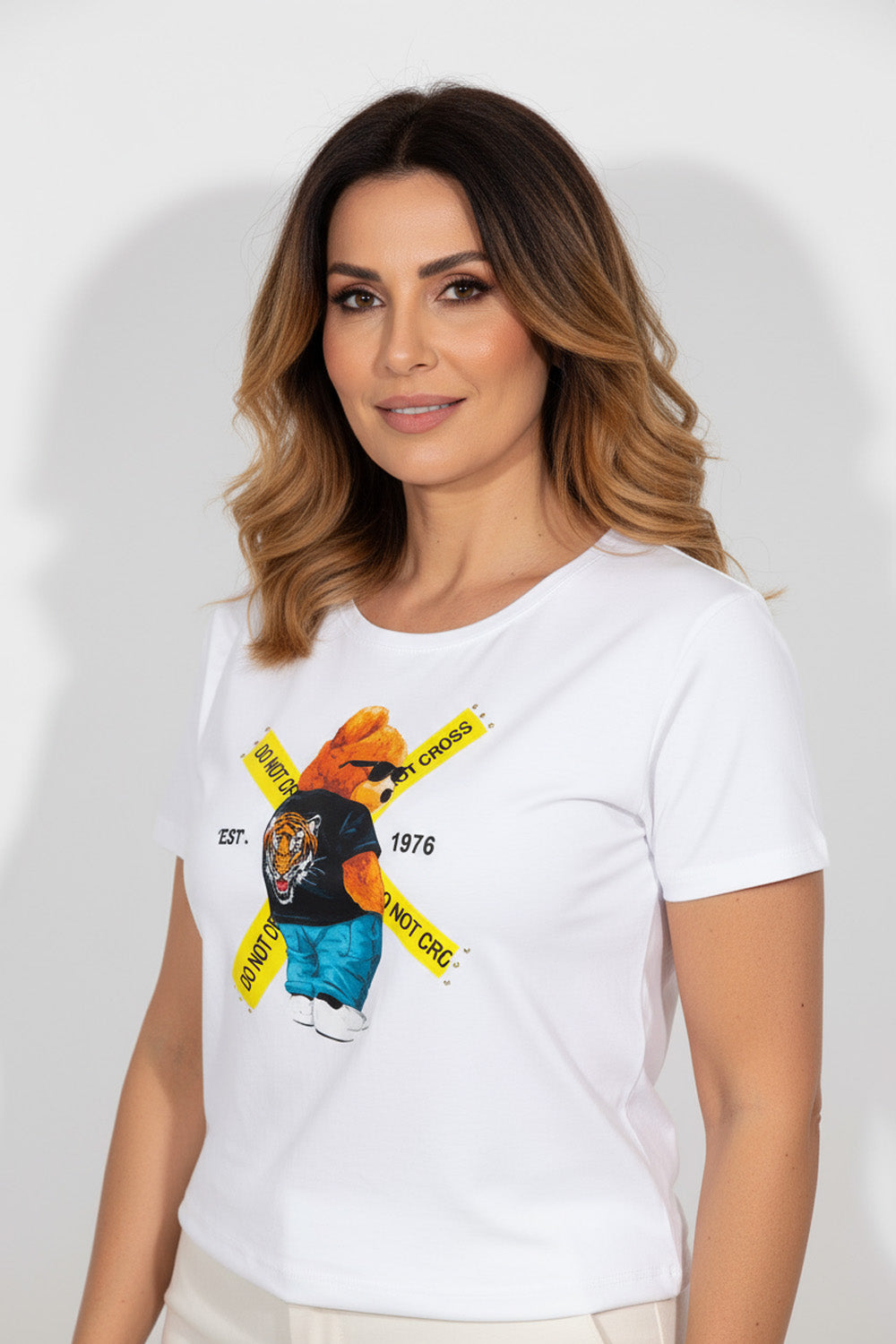 T-shirt λευκό με στάμπα αρκούδα