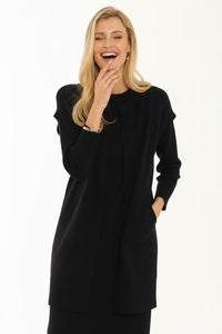 Πλεκτή μαύρη ζακέτα One Size με μακριά μανίκια – Ellisargi Boutique