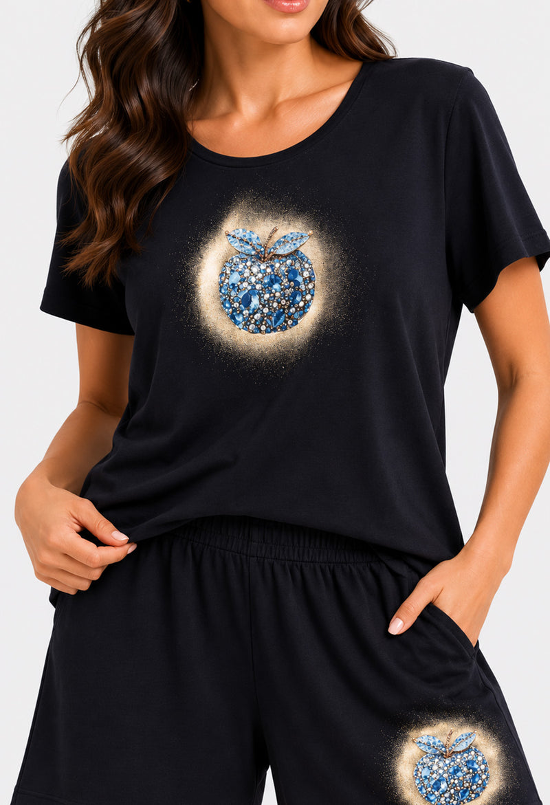Σετ T-Shirt & Σορτς Jewel Apple Μαύρο