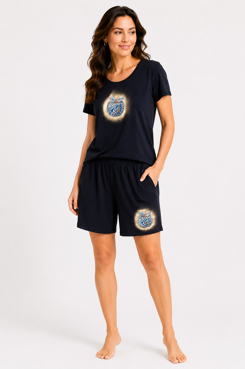 Σετ T-Shirt & Σορτς Jewel Apple Μαύρο