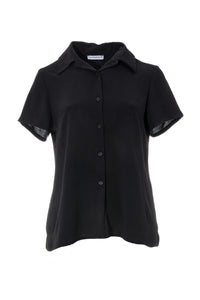 Μαύρο πουκάμισο με κοντό μανίκι και κουμπιά σε φαρδιά γραμμή