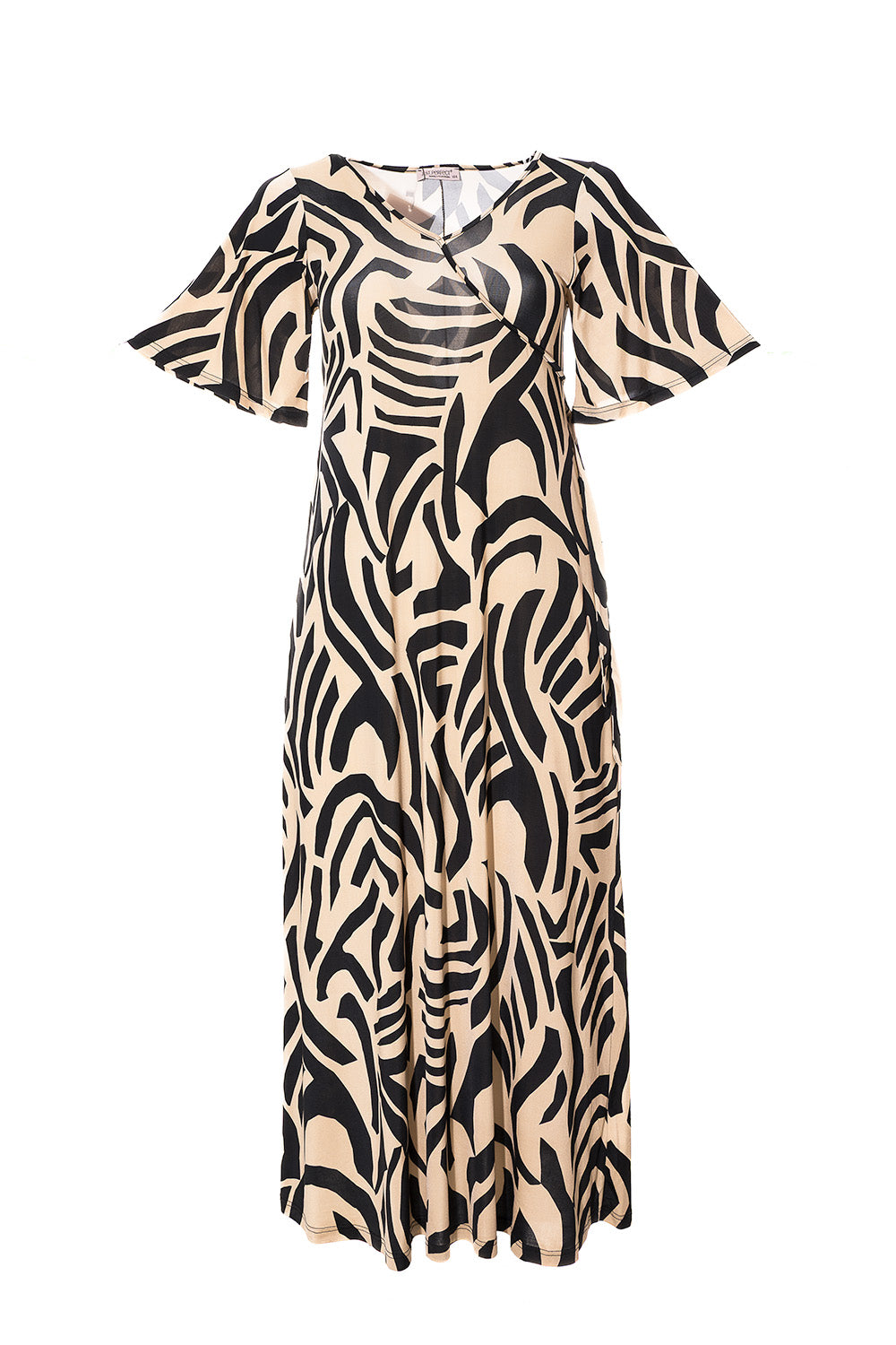 Φόρεμα Animal Print με Κρουαζέ Ντεκολτέ