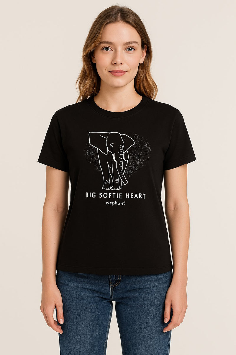 T-shirt “Big Softie Heart” με τύπωμα ελέφαντα