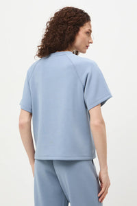 Γυναικείο γαλάζιο sweatshirt t-shirt σε relaxed γραμμή με κοντά raglan μανίκια