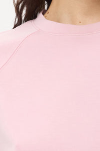 Γυναικείο ροζ sweatshirt t-shirt σε relaxed γραμμή με κοντά μανίκια